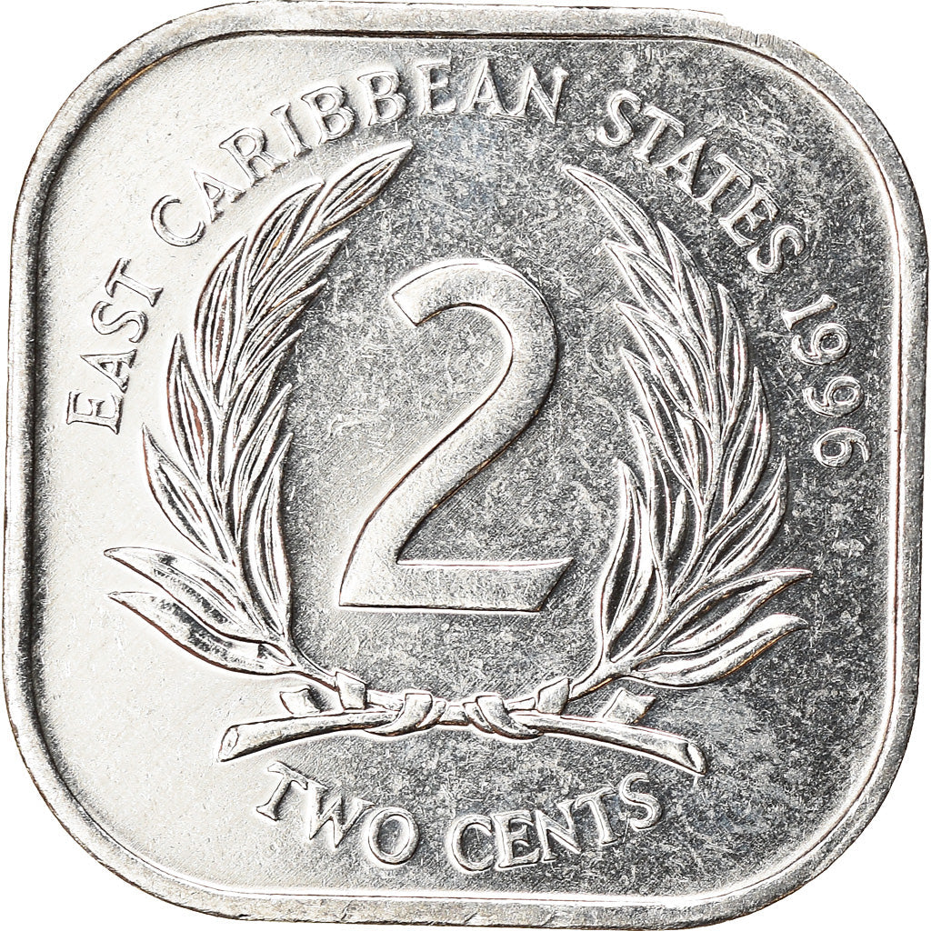 Eastern Caribbean States Coin 2 Cents | Queen Elizabeth II | Palm | KM11 | 1981 - 2000