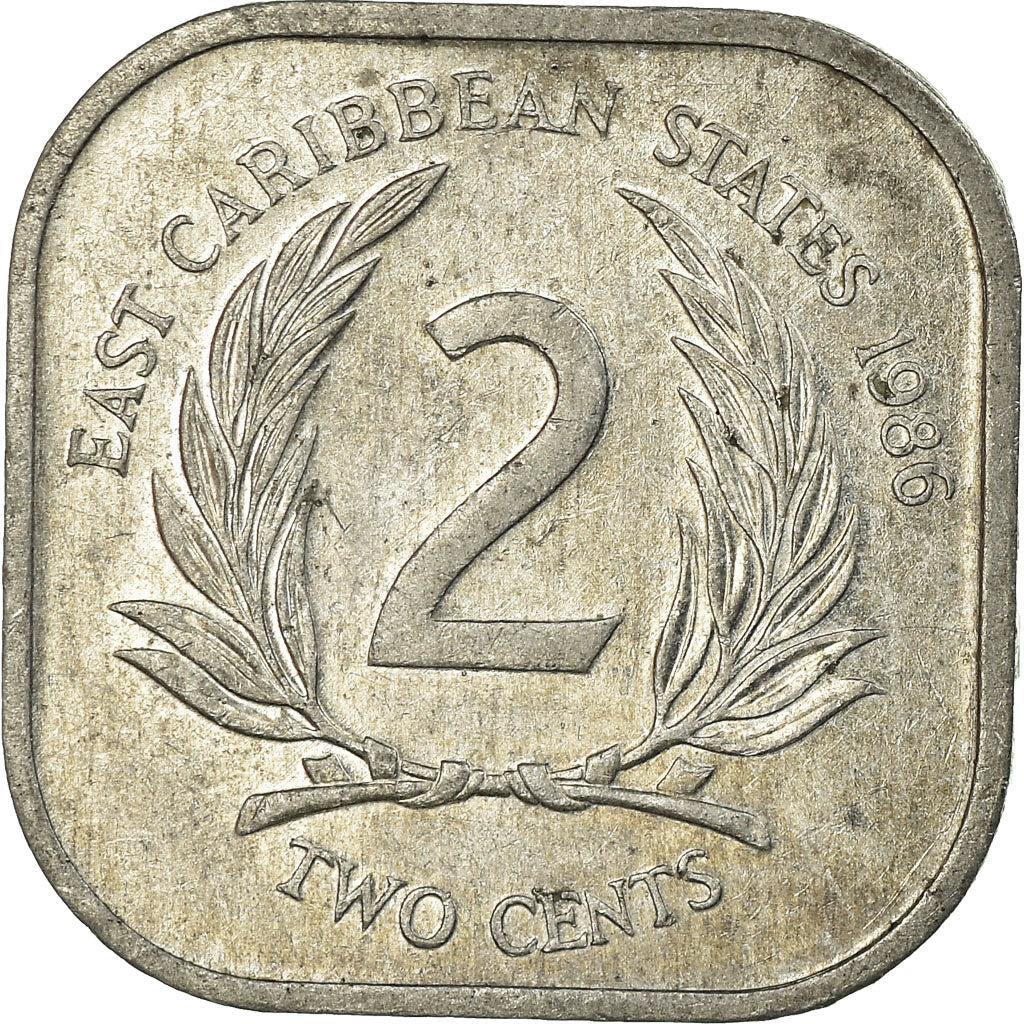 Eastern Caribbean States Coin 2 Cents | Queen Elizabeth II | Palm | KM11 | 1981 - 2000