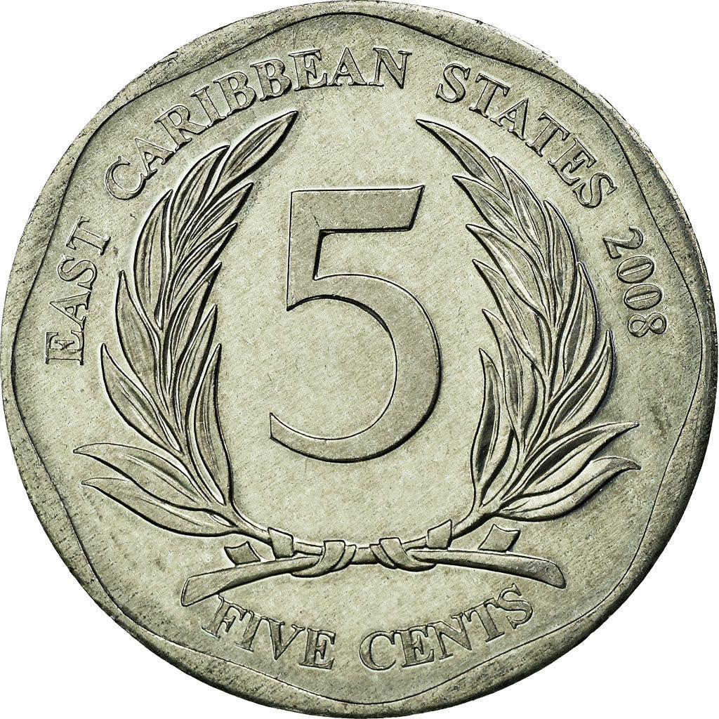 Eastern Caribbean States Coin 5 Cents | Queen Elizabeth II | Palm | KM36 | 2002 - 2019