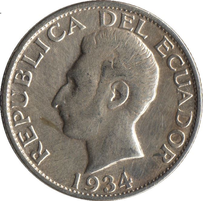 Ecuador 1 Sucre Coin | Antonio Jose de Sucre | KM72 | 1928 - 1934