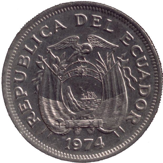 Ecuador 1 Sucre Coin | Antonio Jose de Sucre | KM83 | 1974 - 1977