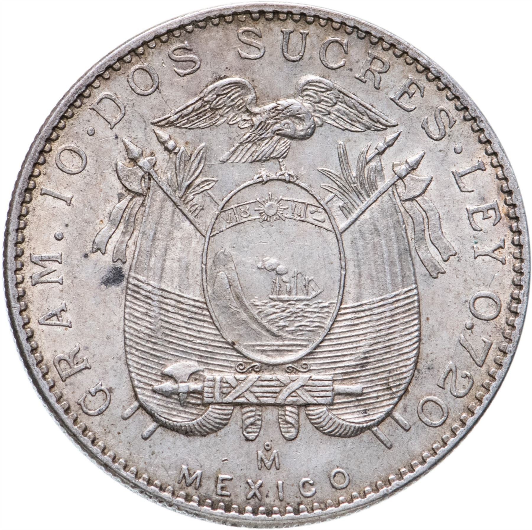 Ecuador 2 Sucres Coin | Antonio Jose de Sucre | KM80 | 1944