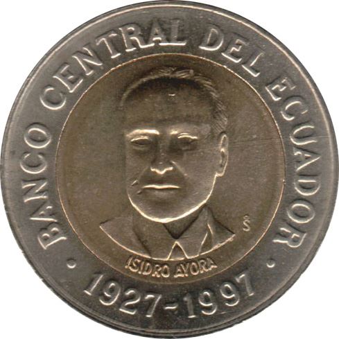 Ecuador 500 Sucres Coin | Central Bank | President Isidro Ayora | KM102 | 1997