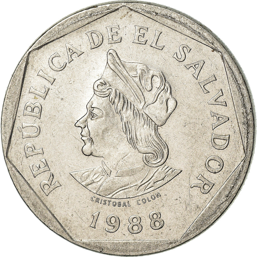 El Salvador Coin Salvadoran 1 Colon | Christopher Columbus | KM156 | 1988 - 1999