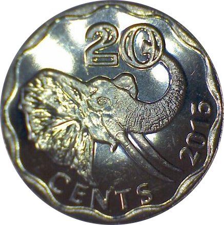 Eswatini | 20 Cents Coin | King Mswati III | Elephant | 2015