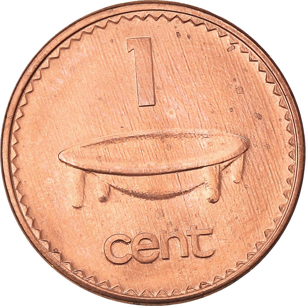 Fiji | 1 Cent Coin | Elizabeth II | Tanoa Kava Bowl | KM49a | 1990 - 2001