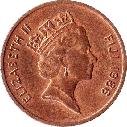 Fiji | 1 Cent Coin | Queen Elizabeth II | Tanoa Kava Bowl | KM49 | 1986 - 1987