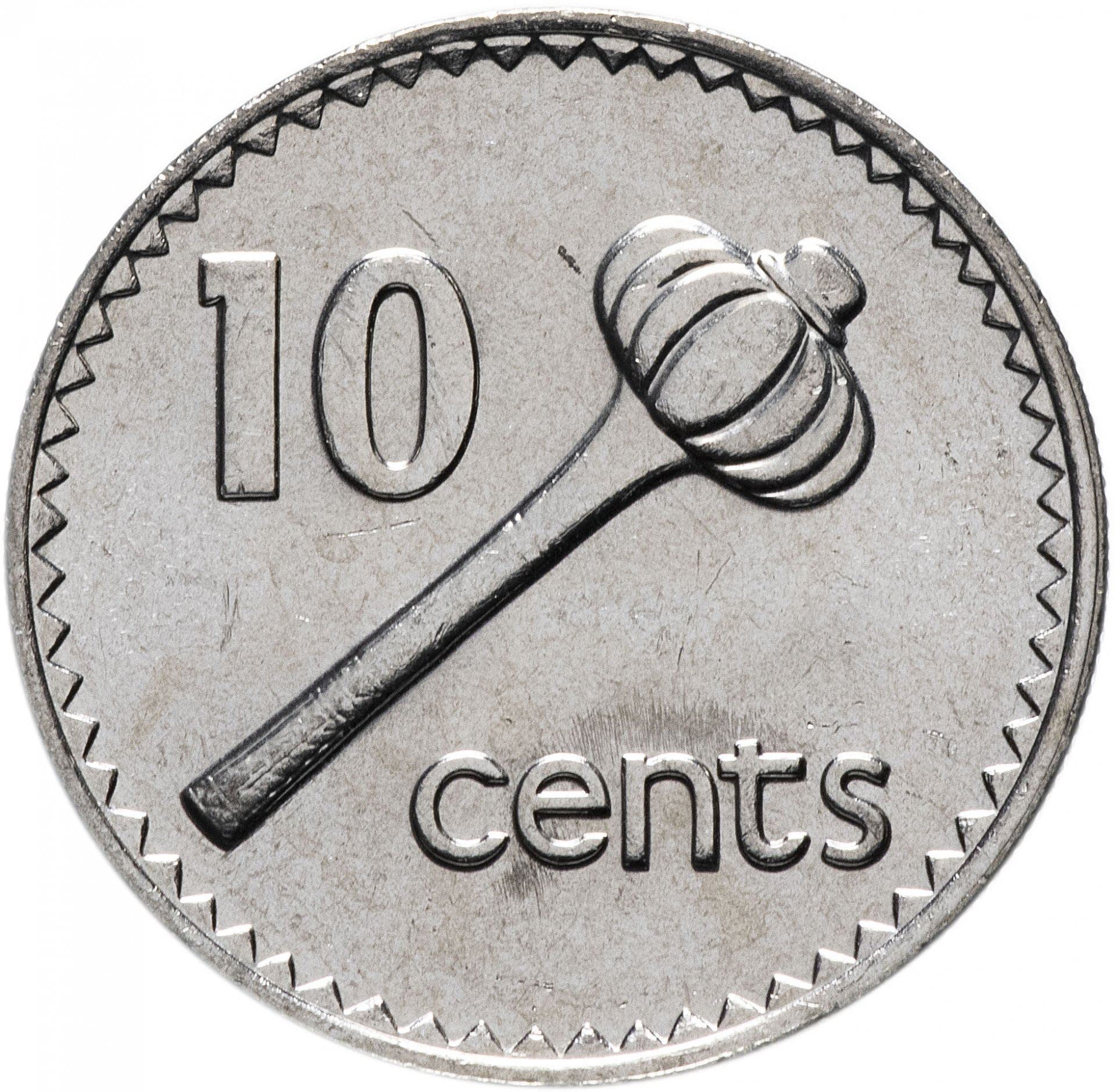 Fiji | 10 Cents Coin | Throwing club | Km:52A | 1990 - 2006