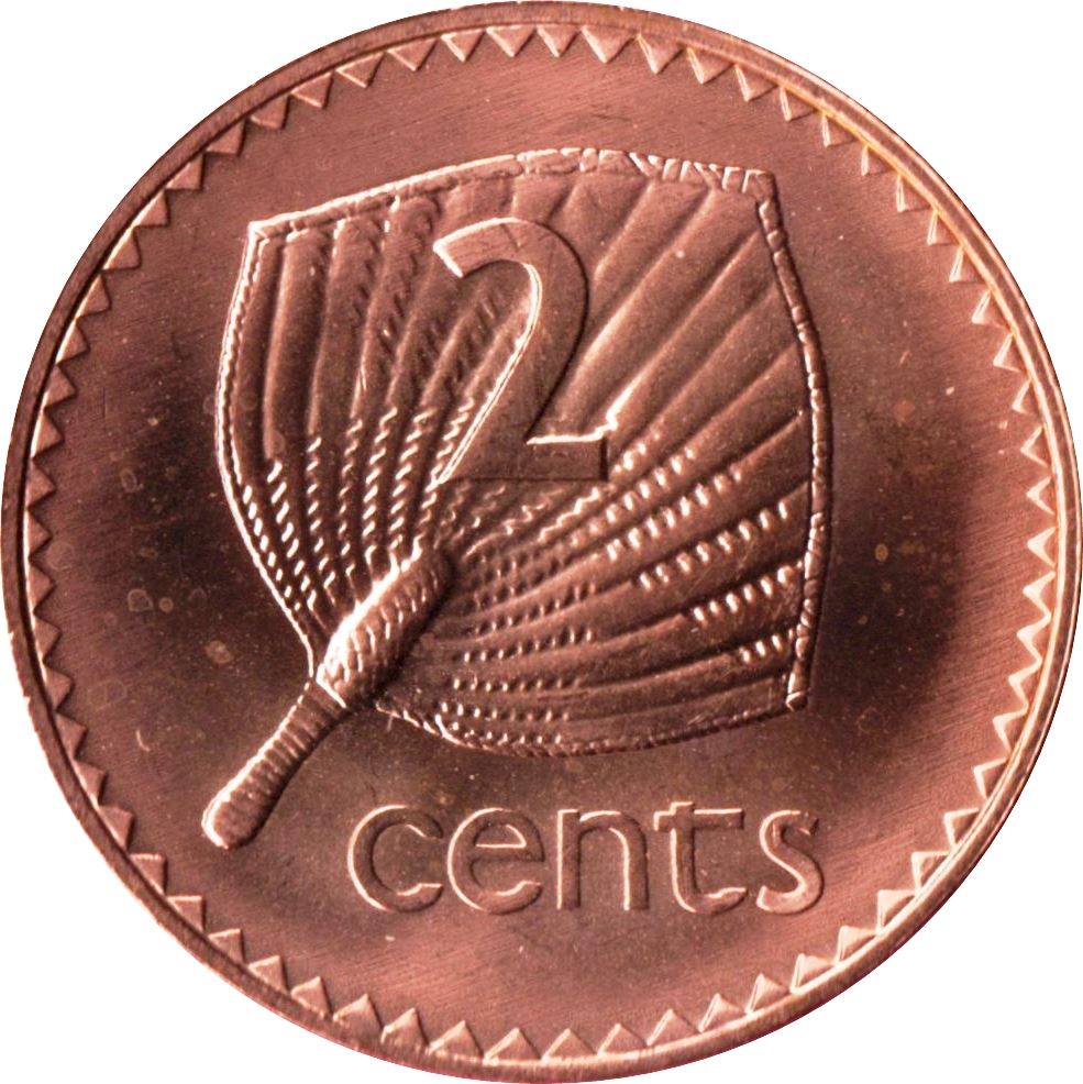 Fiji | 2 Cents Coin | Elizabeth II | Palm Fan | KM50a | 1990 - 2001