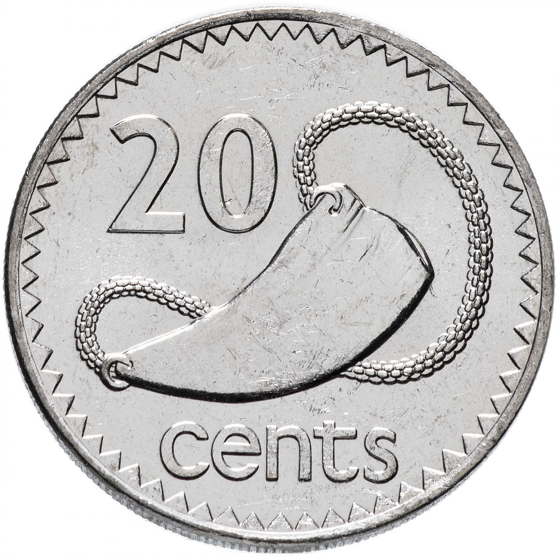 Fiji | 20 Cents Coin | Elizabeth II | Tabua | Sperm Whale | KM53a | 1990 - 2006