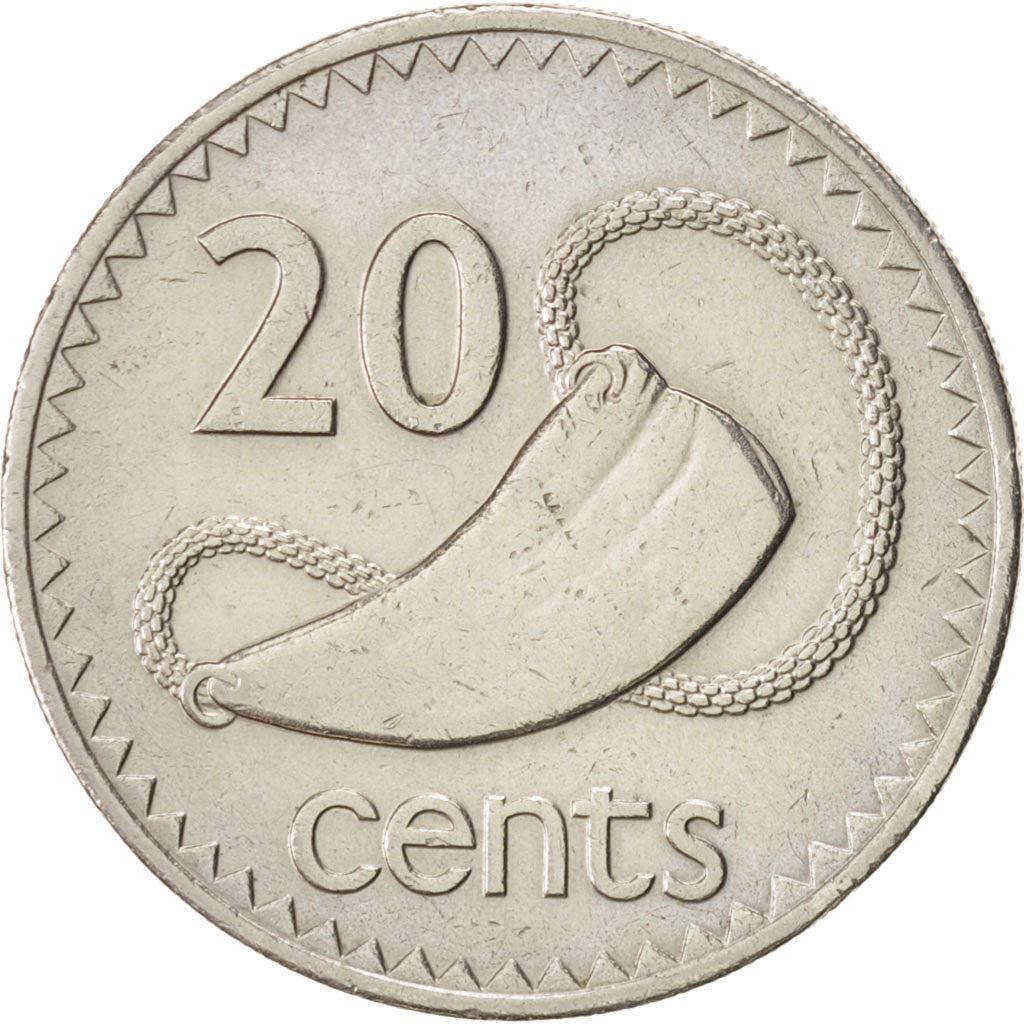 Fiji | 20 Cents Coin | Sperm whale tooth | Km:53 | 1986 - 1987