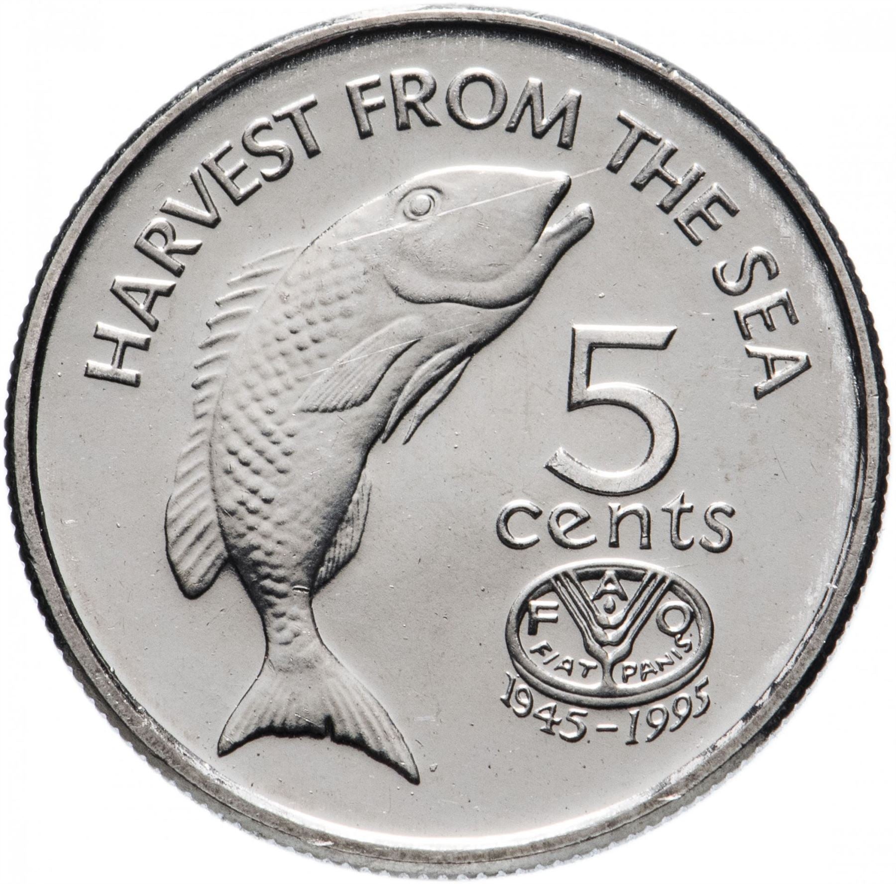 Fiji | 5 Cents Coin | Elizabeth II | Fish | KM77 | 1995