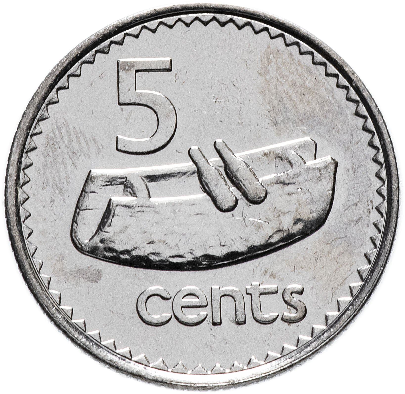 Fiji | 5 Cents Coin | Fijian drum | Km:51A | 1990 - 2006