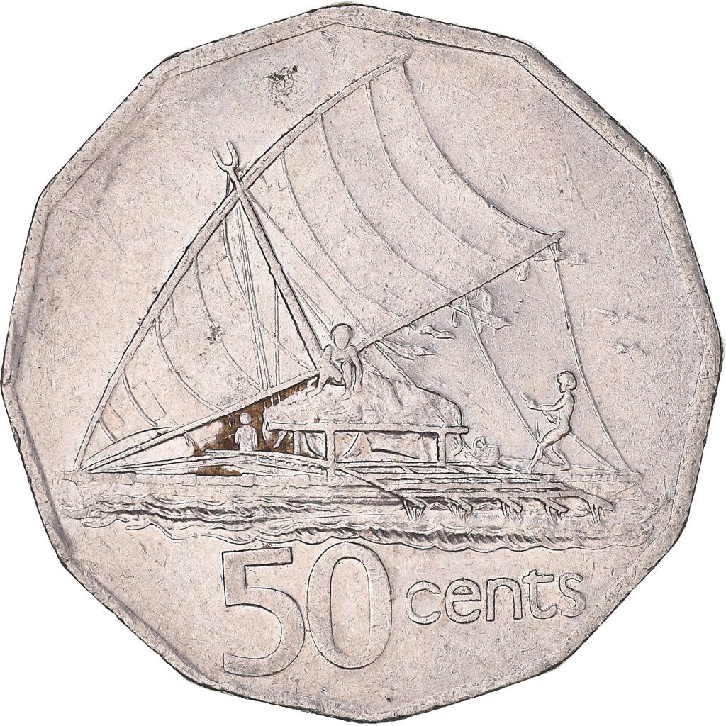 Fiji | 50 Cents Coin | Sailing canoe | Km:54A | 1990 - 2006