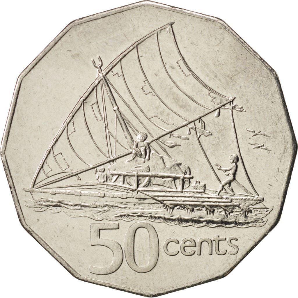 Fiji | 50 Cents Coin | Sailing canoe | Km:54A | 1990 - 2006