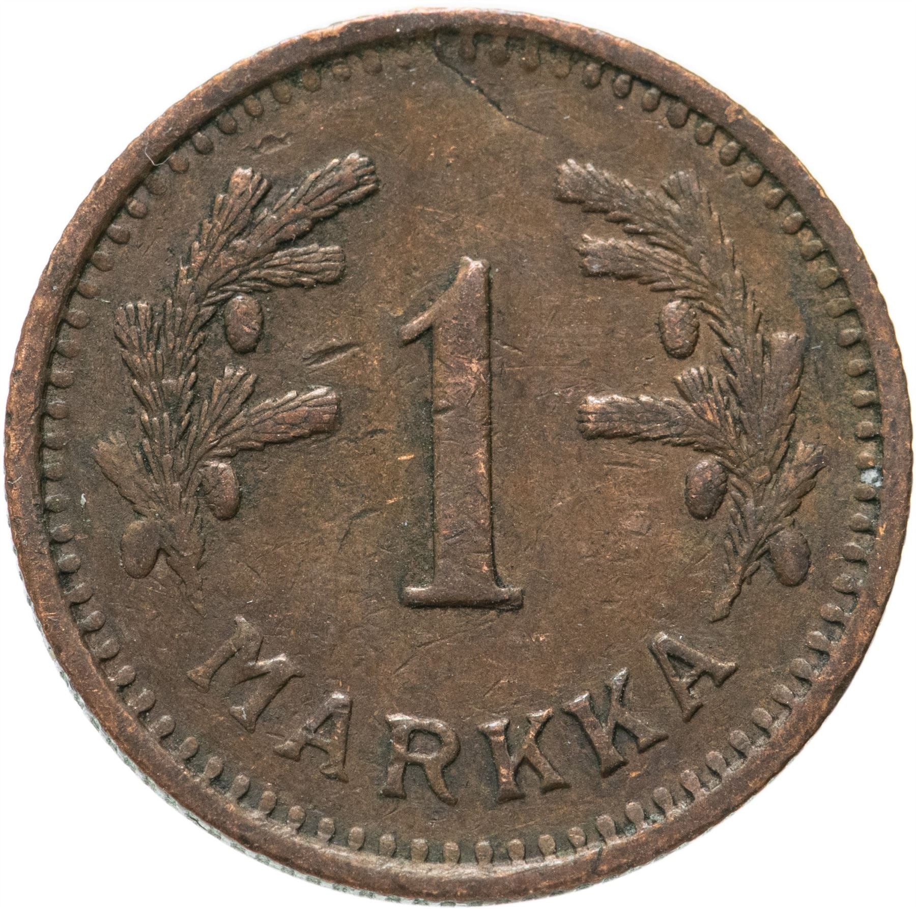 Finland Coin Finnish 1 Markka | Spruce Branch | KM30a | 1940 - 1951