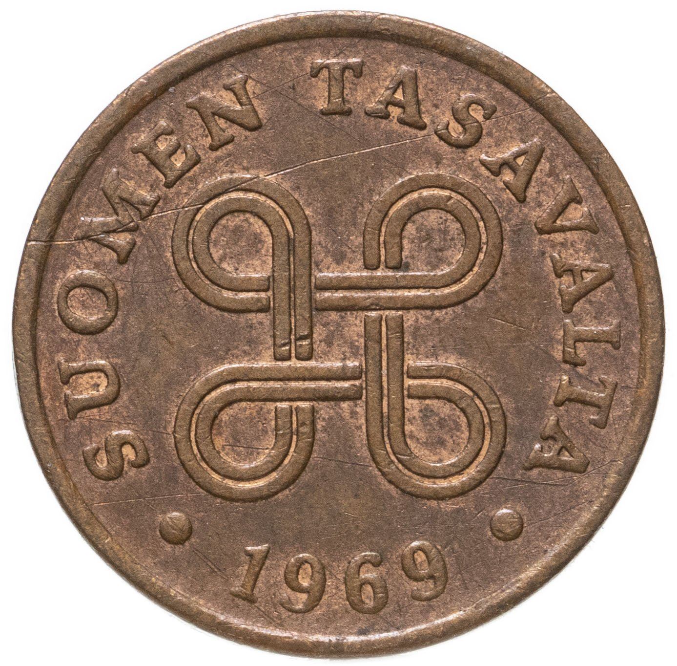 Finland Coin Finnish 1 Penni | Saint Hannes Cross | KM44 | 1963 - 1969