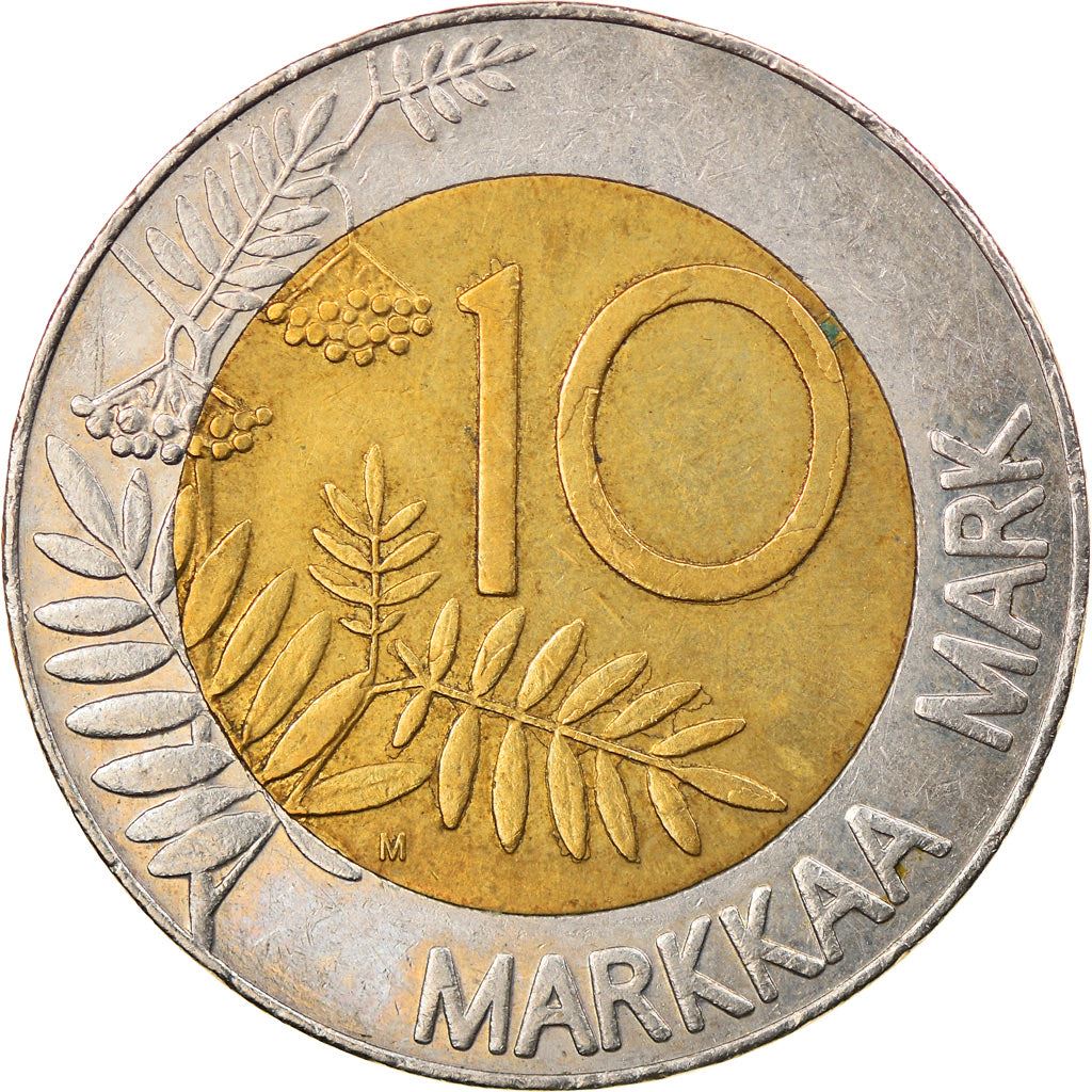 Finland Coin Finnish 10 Markkaa | Capercaillie Bird | Rowna Branch | KM77 | 1993 - 2001