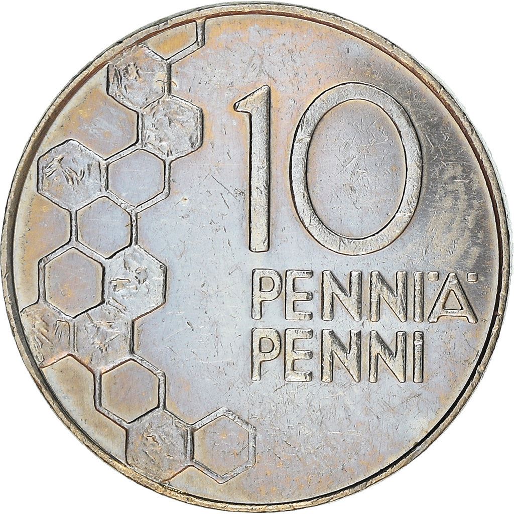 Finland Coin Finnish 10 Pennia | Lily of The Valley | Honeycombs | KM65 | 1990 - 2001