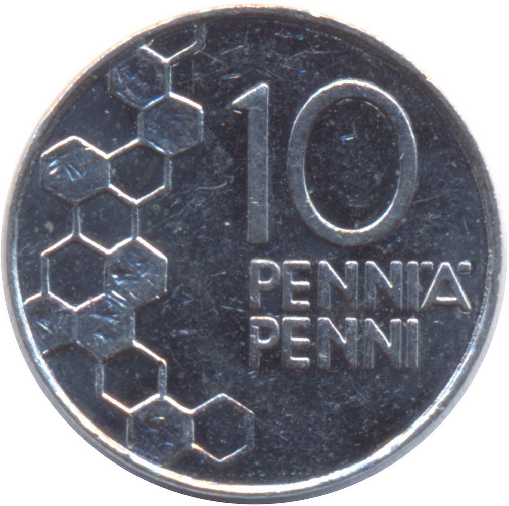 Finland Coin Finnish 10 Pennia | Lily of The Valley | Honeycombs | KM65 | 1990 - 2001