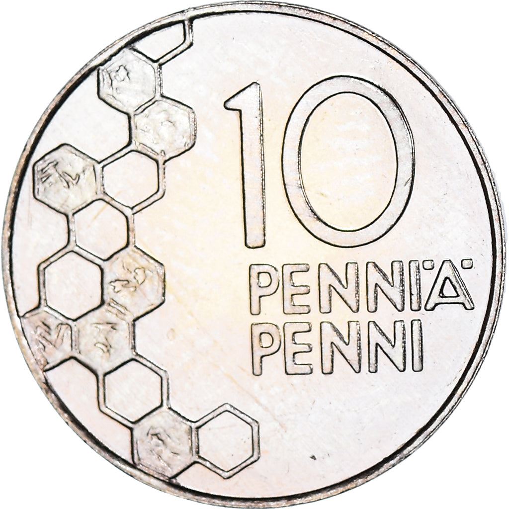 Finland Coin Finnish 10 Pennia | Lily of The Valley | Honeycombs | KM65 | 1990 - 2001