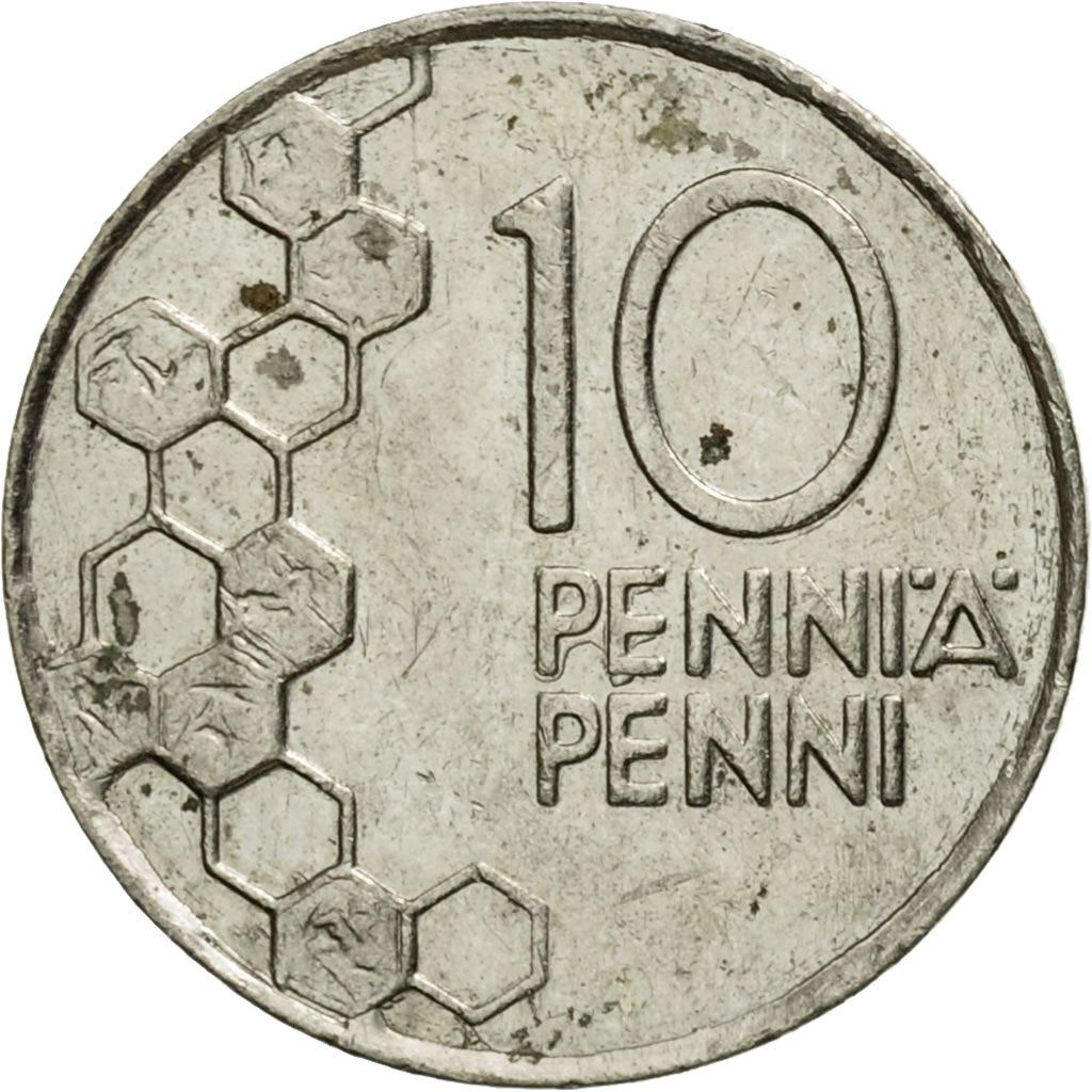 Finland Coin Finnish 10 Pennia | Lily of The Valley | Honeycombs | KM65 | 1990 - 2001