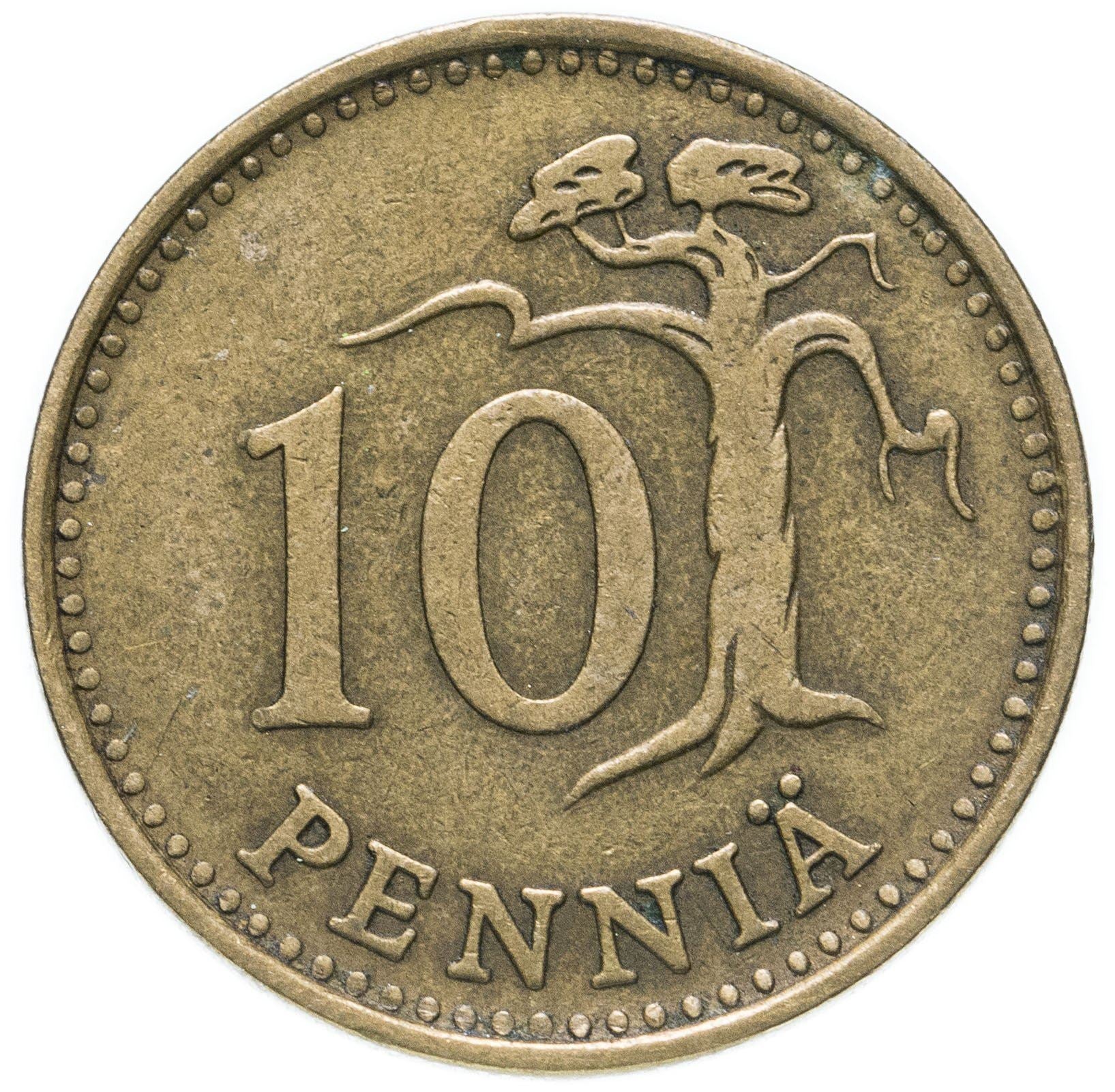 Finland Coin Finnish 10 Pennia | Tree | KM46 | 1963 - 1982