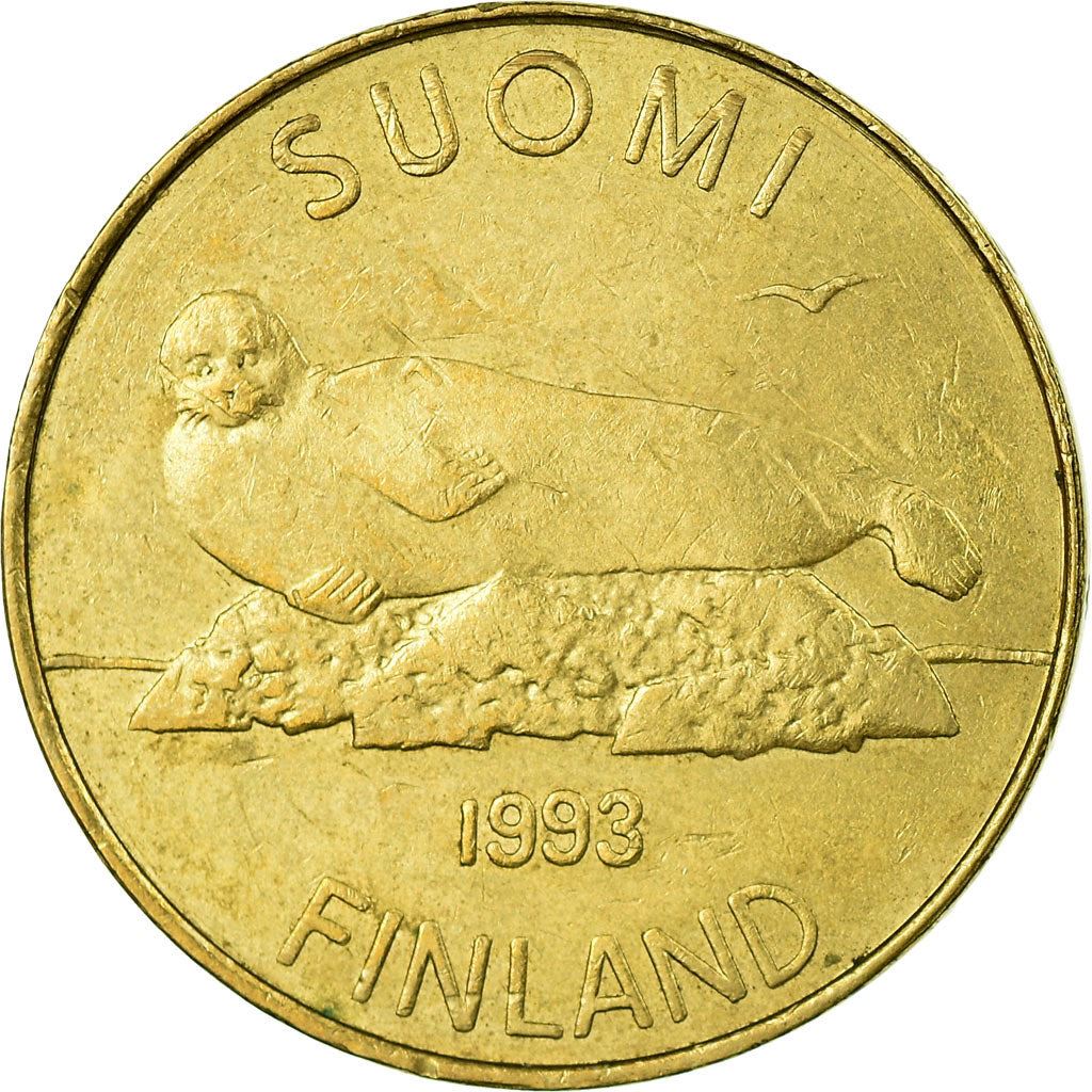 Finland Coin Finnish 5 Markkaa | Dragonfly | Lily Pad | Lake Saimaa Ringed Seal | KM73 | 1992 - 2001