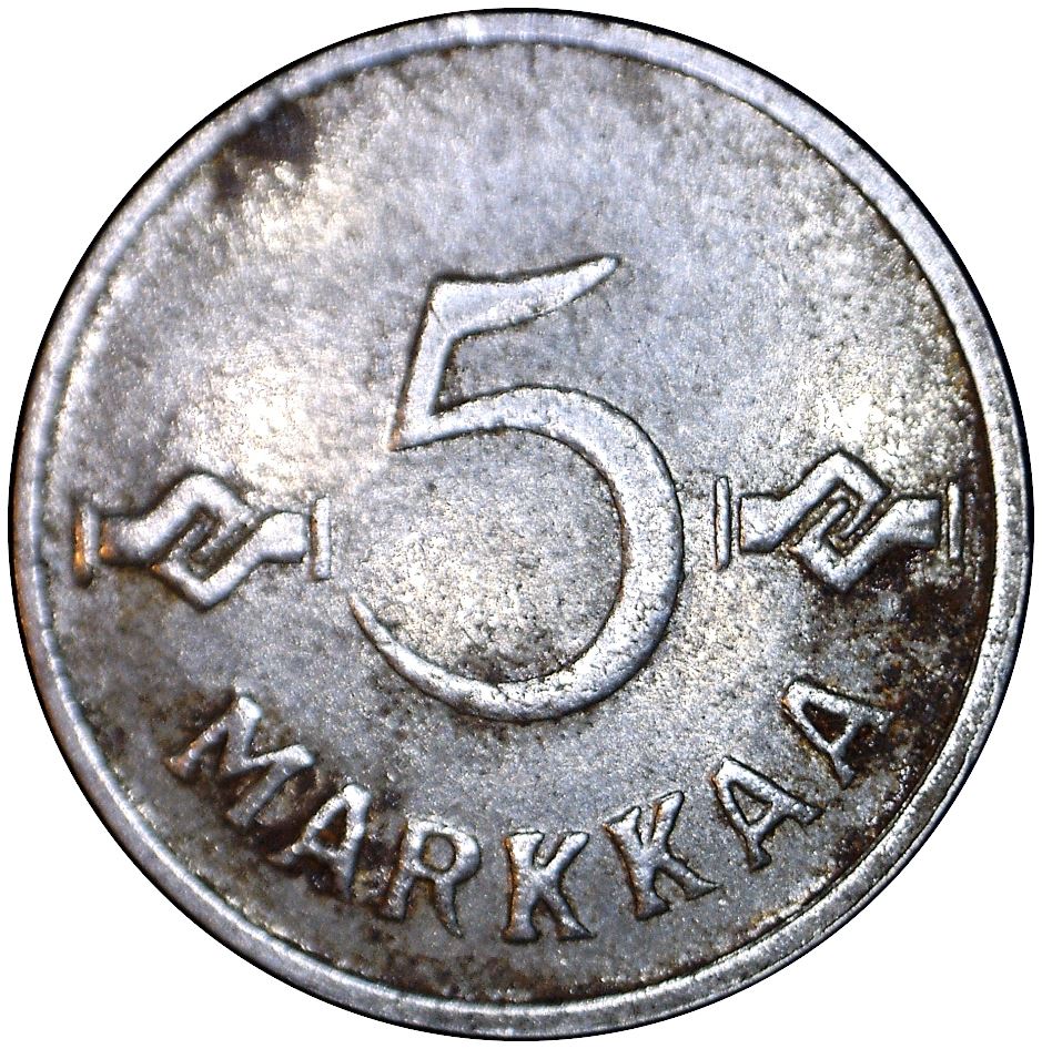 Finland Coin Finnish 5 Markkaa | Saint Hannes Cross | KM37 | 1952 - 1953