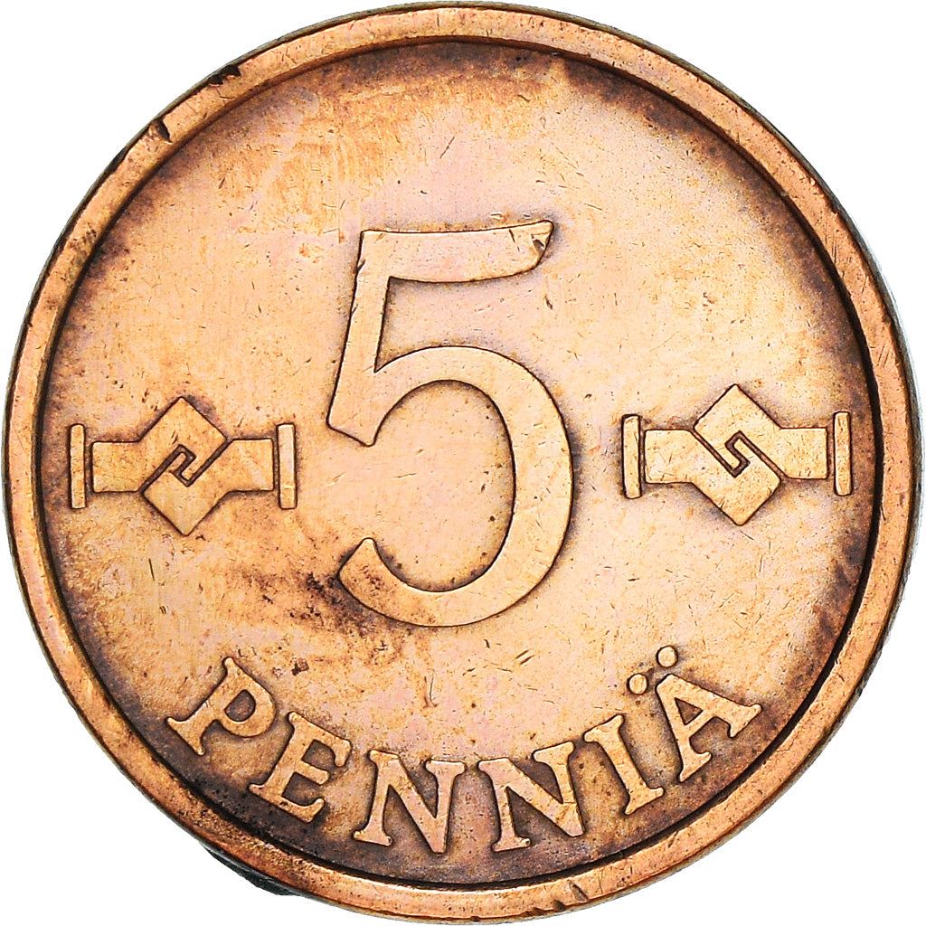 Finland Coin Finnish 5 Pennia | Saint Hannes Cross | KM45 | 1963 - 1977