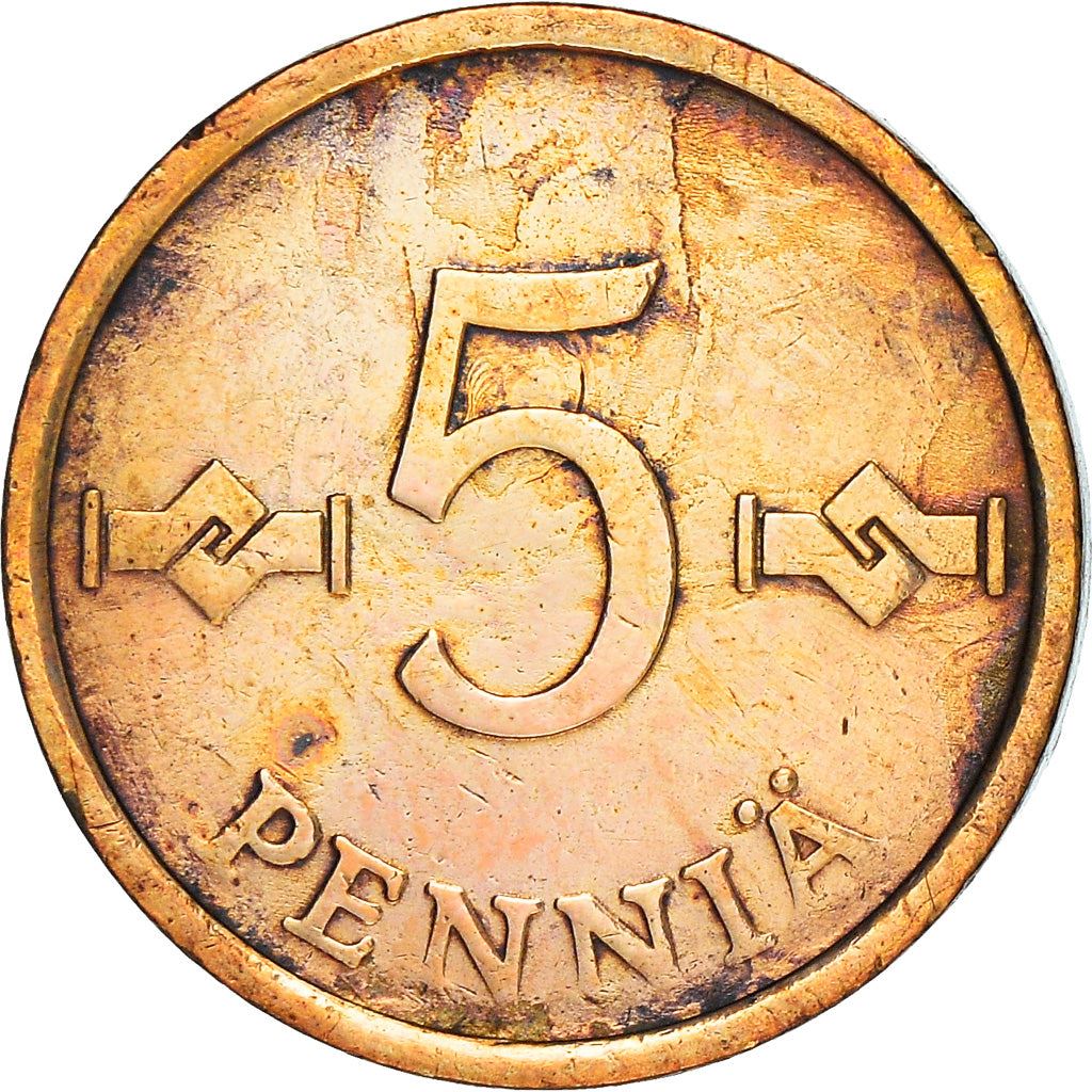 Finland Coin Finnish 5 Pennia | Saint Hannes Cross | KM45 | 1963 - 1977