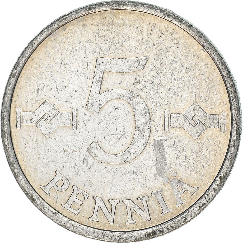 Finland Coin Finnish 5 Pennia | Saint Hannes Cross | KM45a | 1977 - 1990