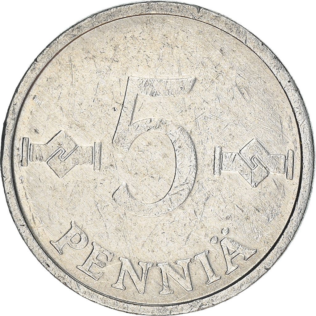 Finland Coin Finnish 5 Pennia | Saint Hannes Cross | KM45a | 1977 - 1990