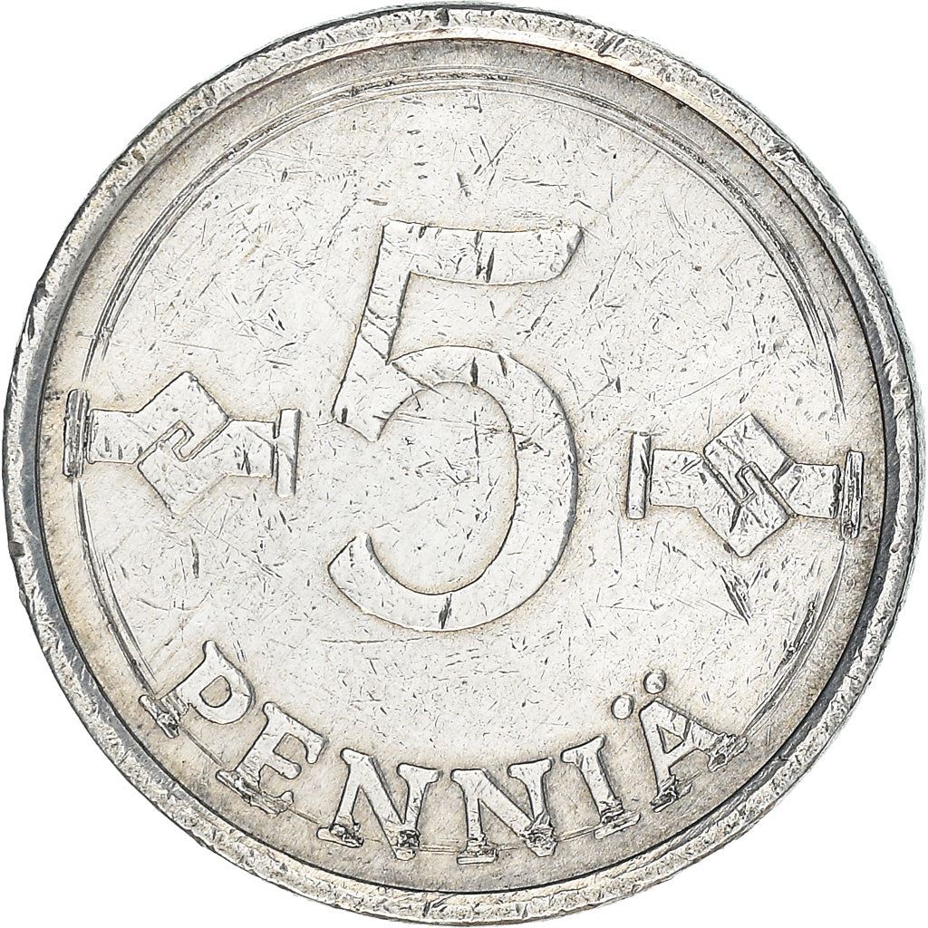 Finland Coin Finnish 5 Pennia | Saint Hannes Cross | KM45a | 1977 - 1990