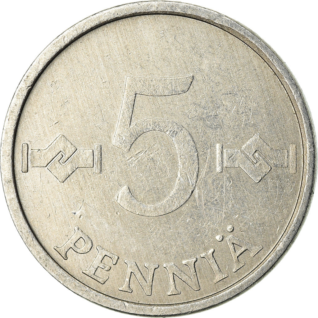 Finland Coin Finnish 5 Pennia | Saint Hannes Cross | KM45a | 1977 - 1990