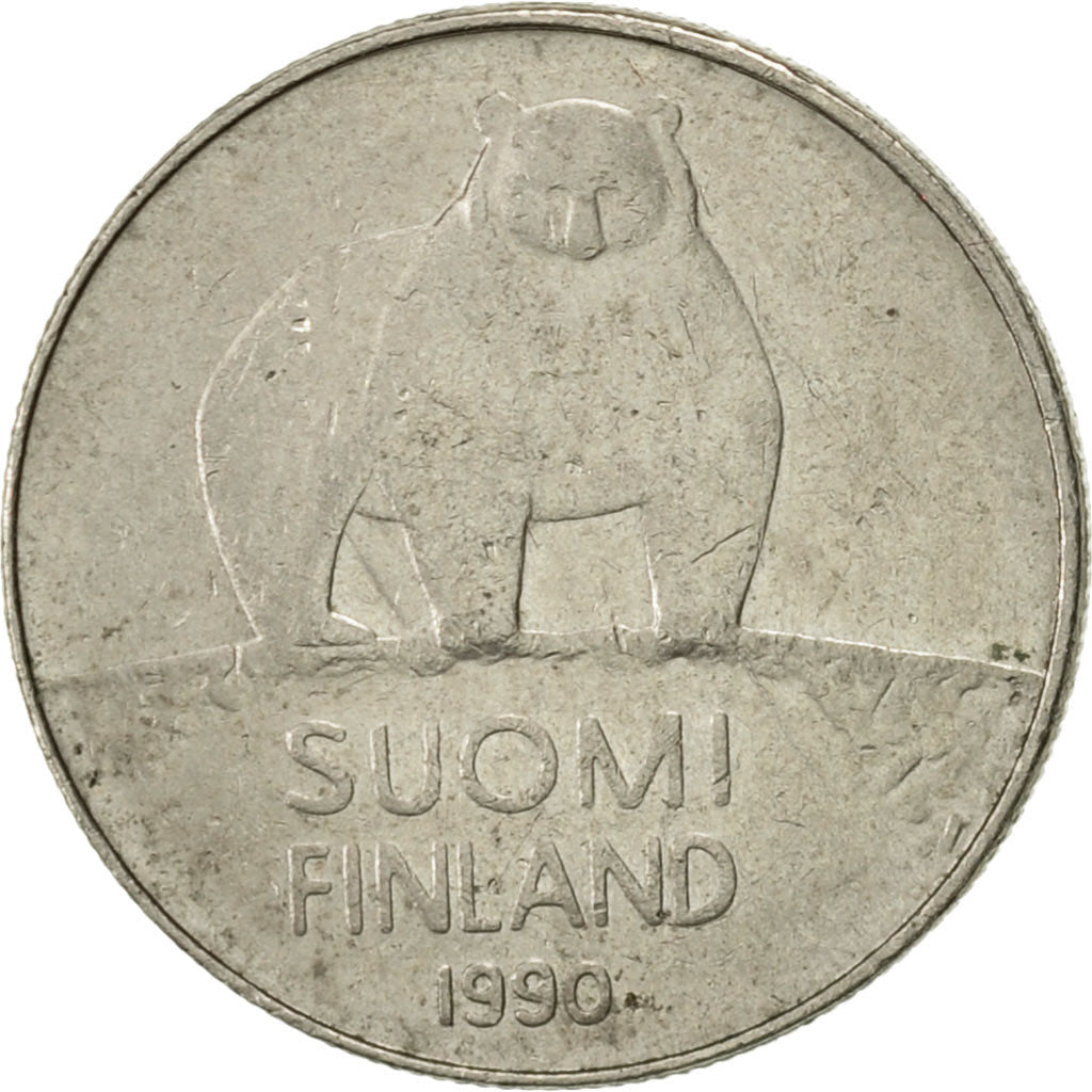 Finland Coin Finnish 50 Pennia | Brown Bear | Polytrichum commune | KM66 | 1990 - 2001