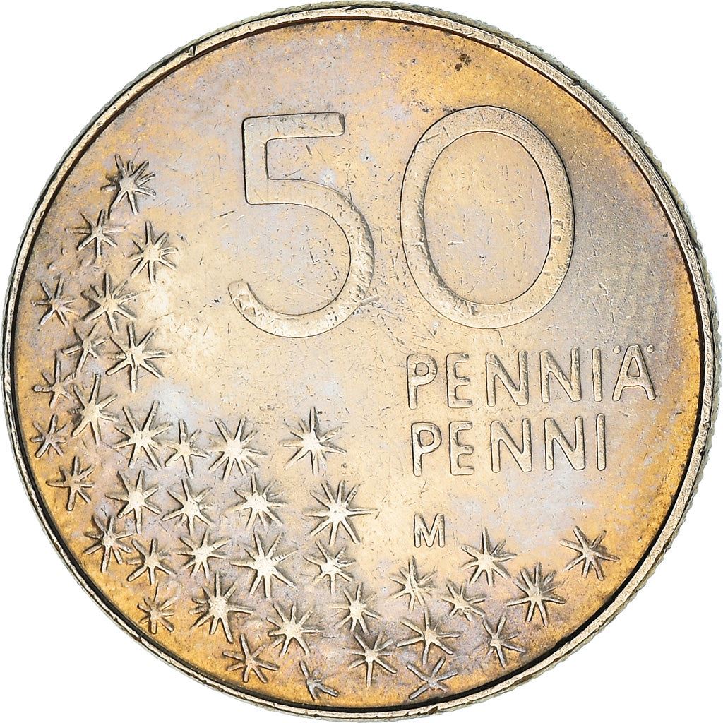 Finland Coin Finnish 50 Pennia | Brown Bear | Polytrichum commune | KM66 | 1990 - 2001