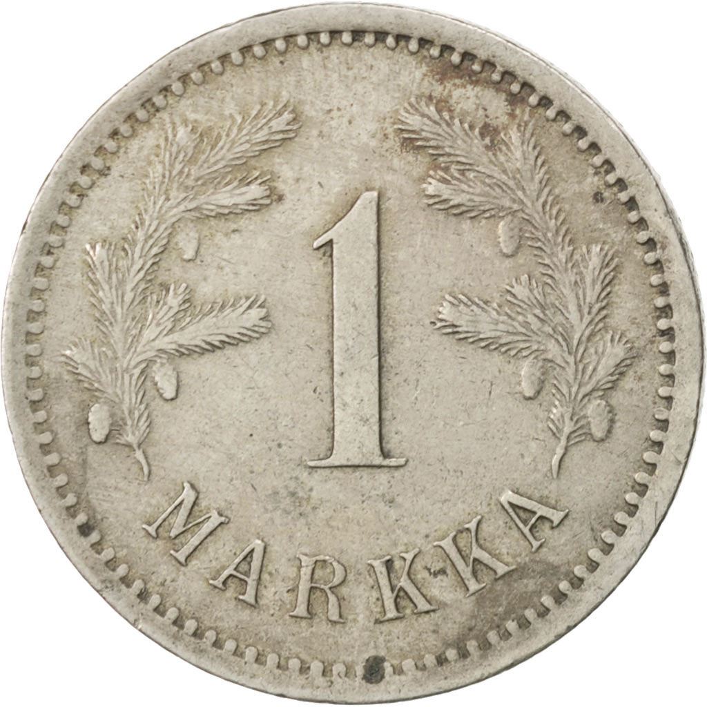 Finland | Finnish 1 Markka Coin | Spruce Branches | Rampant Lion | KM27 | 1921 - 1924