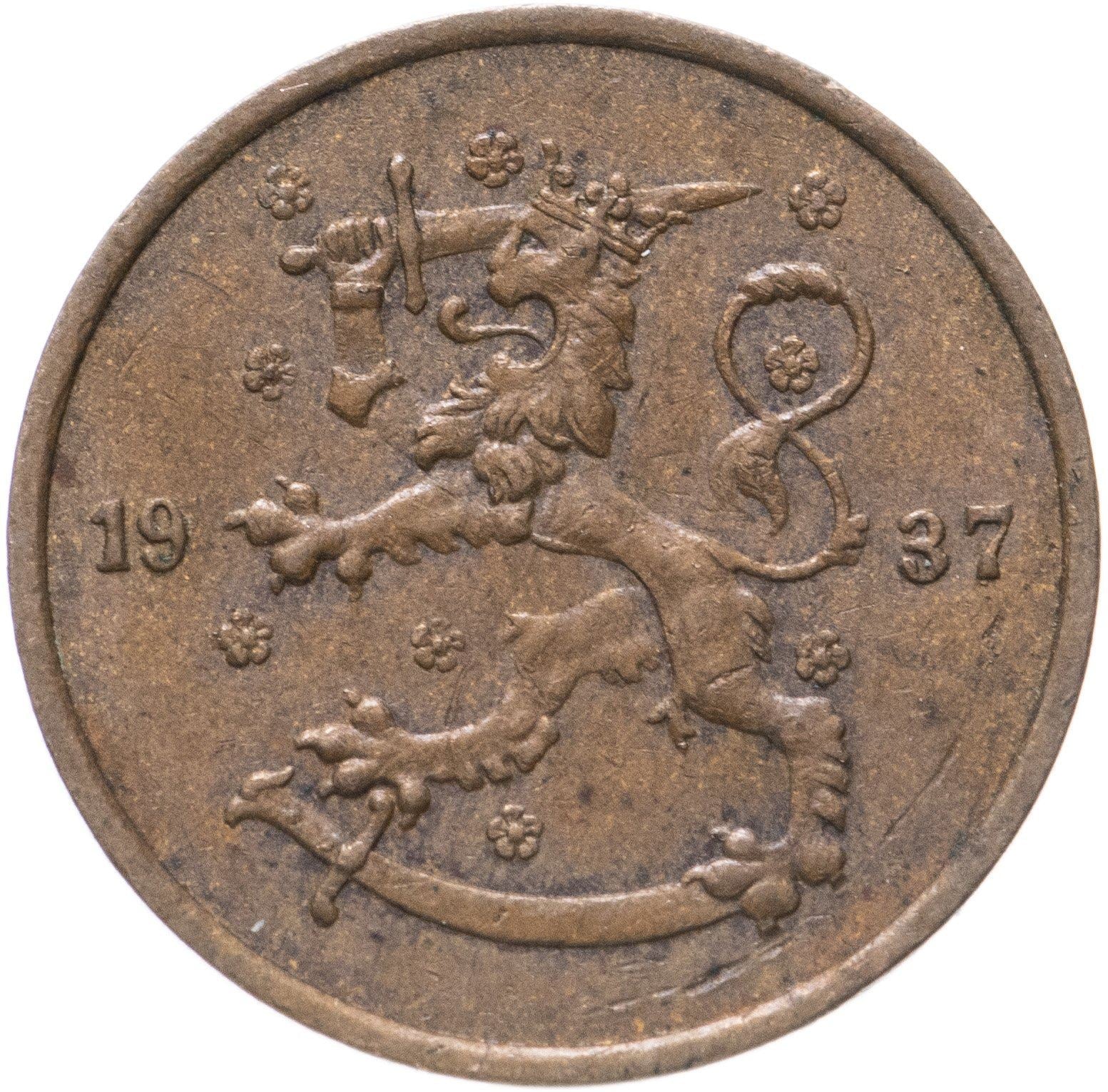 Finland | Finnish 5 Pennia Coin | Rose | KM22 | 1918 - 1940