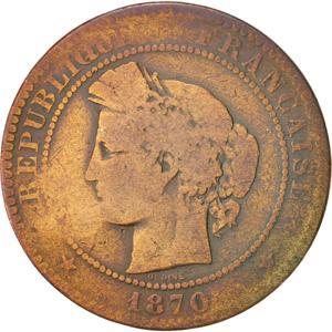 France | 10 Centimes Coin | Ceres | Wreath | Km:815 | 1870 - 1898