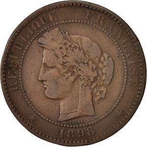 France | 10 Centimes Coin | Ceres | Wreath | Km:815 | 1870 - 1898