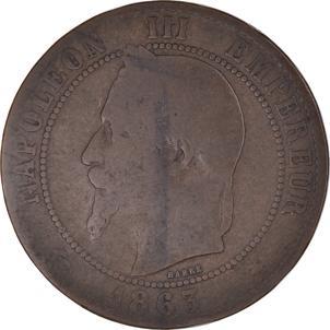 France | 10 Centimes Coin | Napoleon III | Eagle | Km:798 | 1861 - 1865