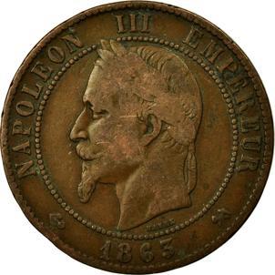 France | 10 Centimes Coin | Napoleon III | Eagle | Km:798 | 1861 - 1865