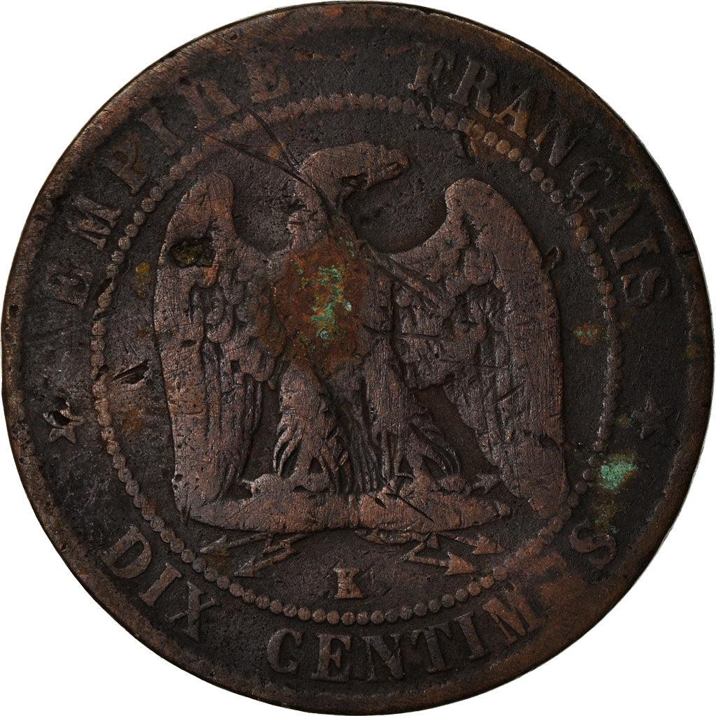 France | 10 Centimes Coin | Napoleon III | Eagle | Km:798 | 1861 - 1865