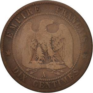 France | 10 Centimes Coin | Napoleon III | Eagle | Km:798 | 1861 - 1865