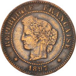 France | 5 Centimes Coin | Ceres | Wreath | Km:821 | 1871 - 1898