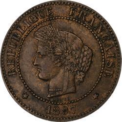 France | 5 Centimes Coin | Ceres | Wreath | Km:821 | 1871 - 1898