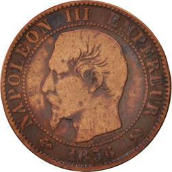 France | 5 Centimes Coin | Napoleon III | Eagle | Km:777 | 1853 - 1857