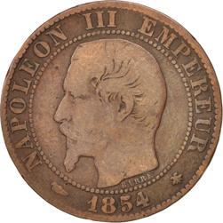 France | 5 Centimes Coin | Napoleon III | Eagle | Km:777 | 1853 - 1857