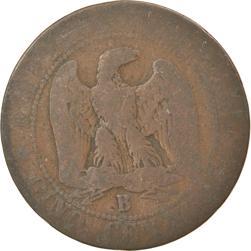 France | 5 Centimes Coin | Napoleon III | Eagle | Km:777 | 1853 - 1857